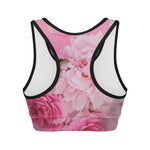 Peony And Rose Print Women's Sports Bra
