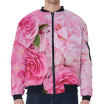 Peony And Rose Print Zip Sleeve Bomber Jacket