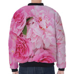 Peony And Rose Print Zip Sleeve Bomber Jacket