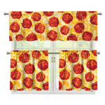 Pepperoni Pizza Print 3 Piece Kitchen Curtains