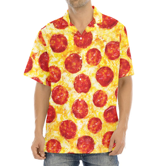 Pepperoni Pizza Print Aloha Shirt