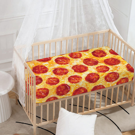 Pepperoni Pizza Print Baby Crib Sheet