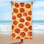 Pepperoni Pizza Print Beach Towel