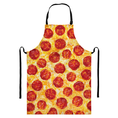 Pepperoni Pizza Print Bib Apron With Pocket