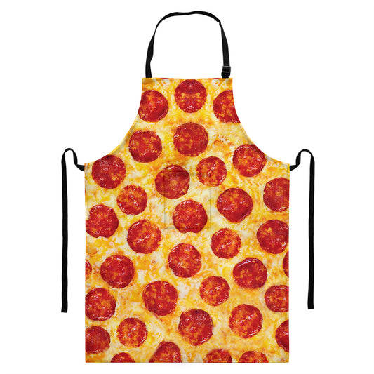 Pepperoni Pizza Print Bib Apron With Pocket