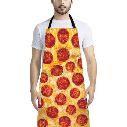 Pepperoni Pizza Print Bib Apron With Pocket