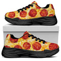 Pepperoni Pizza Print Black Chunky Shoes