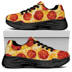 Pepperoni Pizza Print Black Chunky Shoes