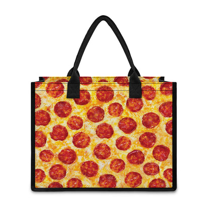 Pepperoni Pizza Print Canvas Tote Bag