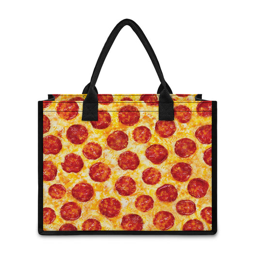 Pepperoni Pizza Print Canvas Tote Bag