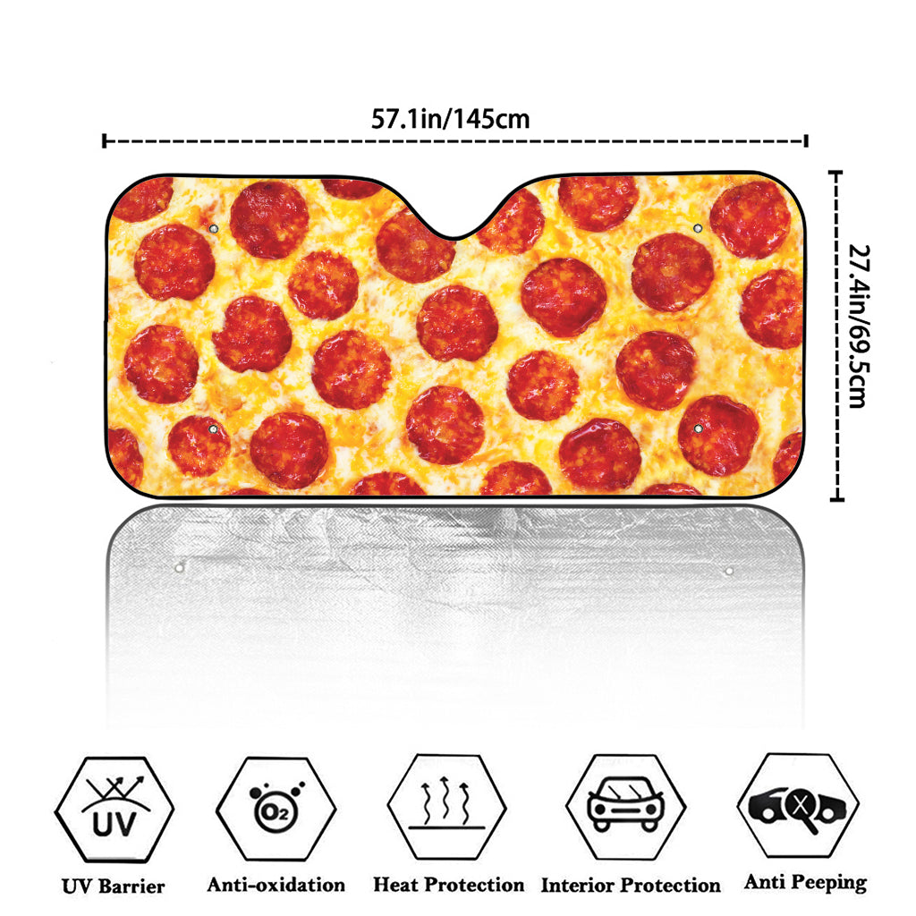 Pepperoni Pizza Print Car Windshield Sun Shade