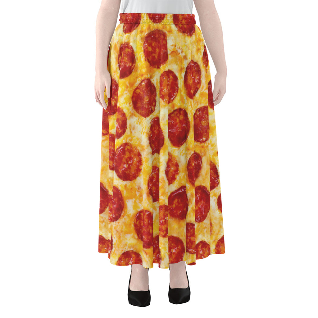 Pepperoni Pizza Print Chiffon Maxi Skirt