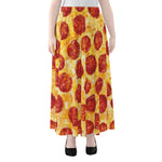 Pepperoni Pizza Print Chiffon Maxi Skirt