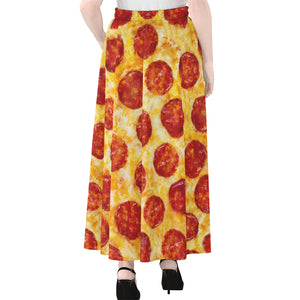 Pepperoni Pizza Print Chiffon Maxi Skirt