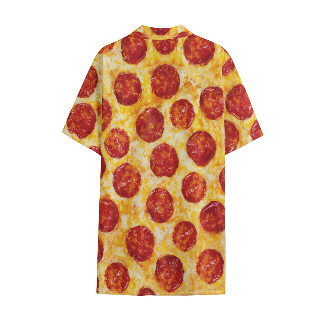 Pepperoni Pizza Print Cotton Hawaiian Shirt