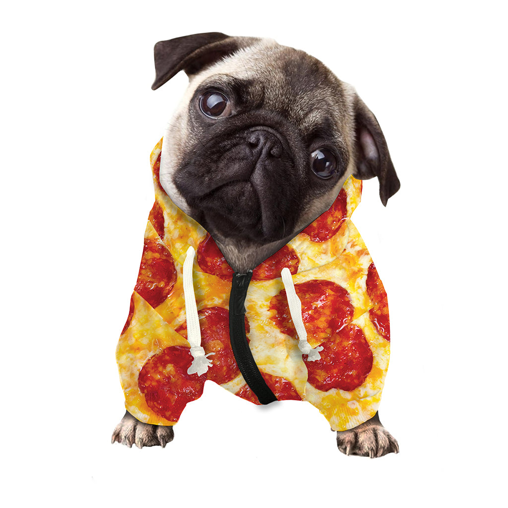 Pepperoni Pizza Print Dog Zip Up Hoodie