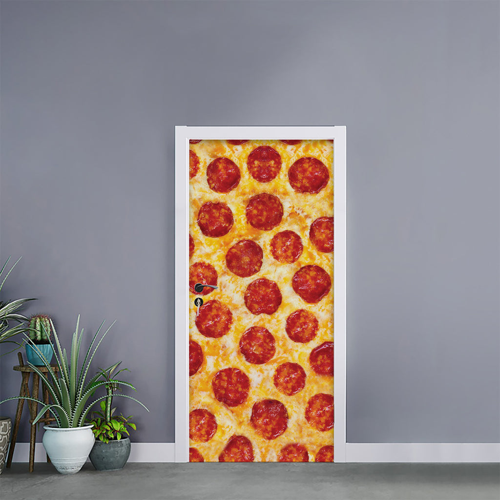 Pepperoni Pizza Print Door Sticker