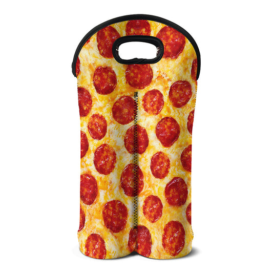 Pepperoni Pizza Print Double Neoprene Wine Tote