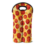 Pepperoni Pizza Print Double Neoprene Wine Tote