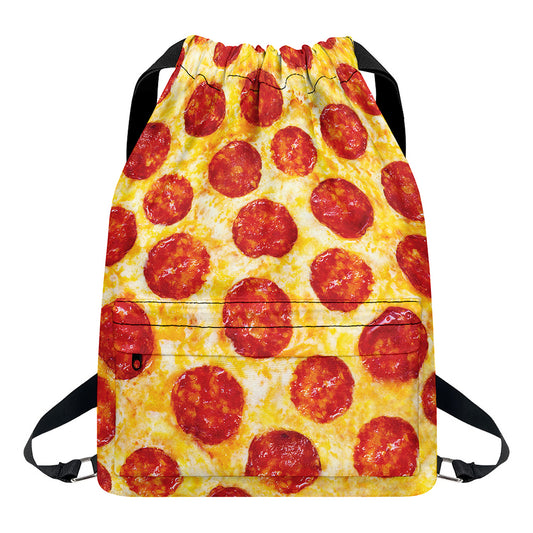 Pepperoni Pizza Print Drawstring Backpack