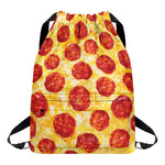 Pepperoni Pizza Print Drawstring Backpack