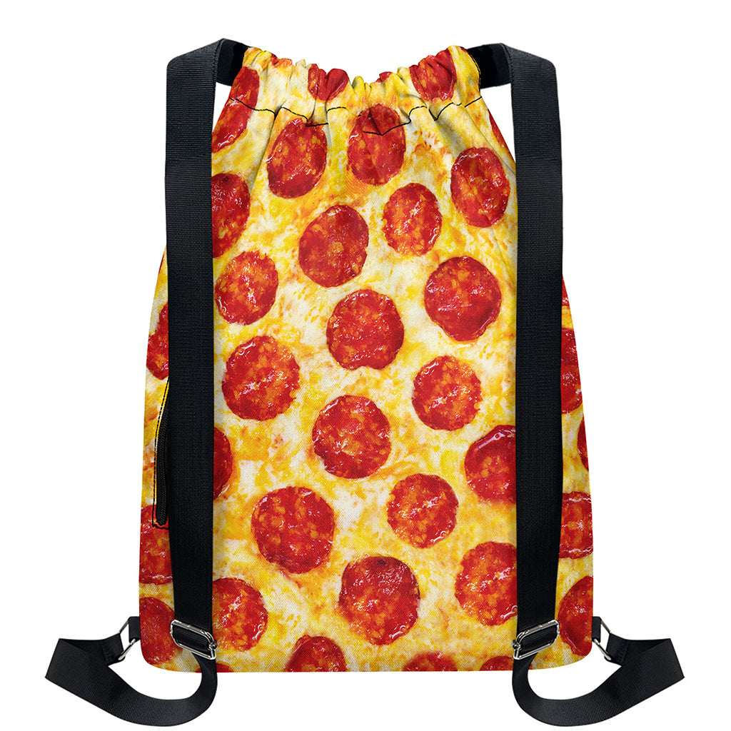 Pepperoni Pizza Print Drawstring Backpack
