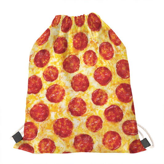 Pepperoni Pizza Print Drawstring Bag