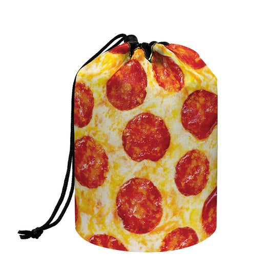 Pepperoni Pizza Print Drawstring Makeup Bag