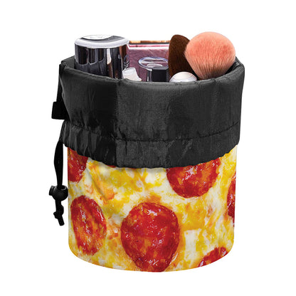 Pepperoni Pizza Print Drawstring Makeup Bag
