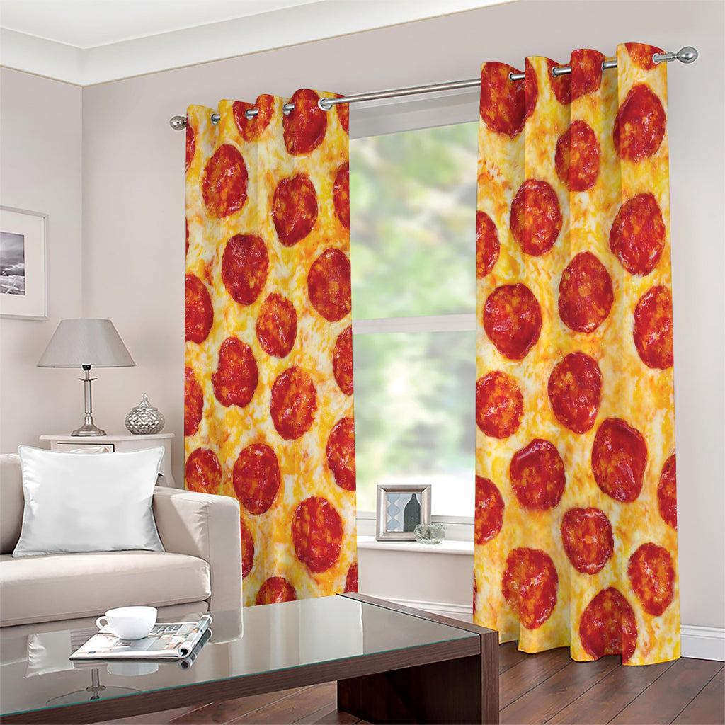 Pepperoni Pizza Print Extra Wide Grommet Curtains