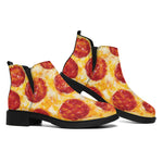 Pepperoni Pizza Print Flat Ankle Boots