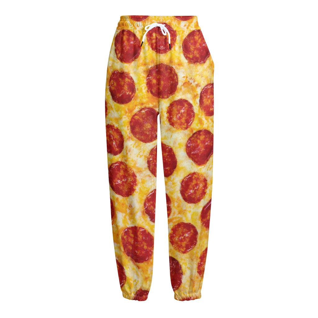 Pepperoni Pizza Print Fleece Lined Knit Pants