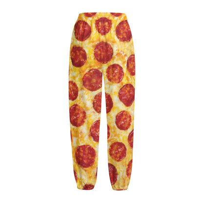 Pepperoni Pizza Print Fleece Lined Knit Pants