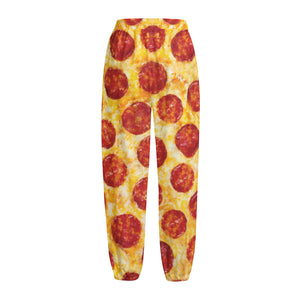 Pepperoni Pizza Print Fleece Lined Knit Pants