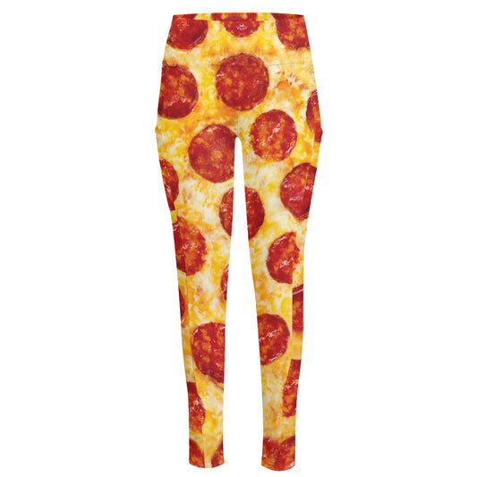 Pepperoni Pizza Print High-Waisted Pocket Leggings