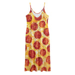 Pepperoni Pizza Print Jersey Midi Cami Dress