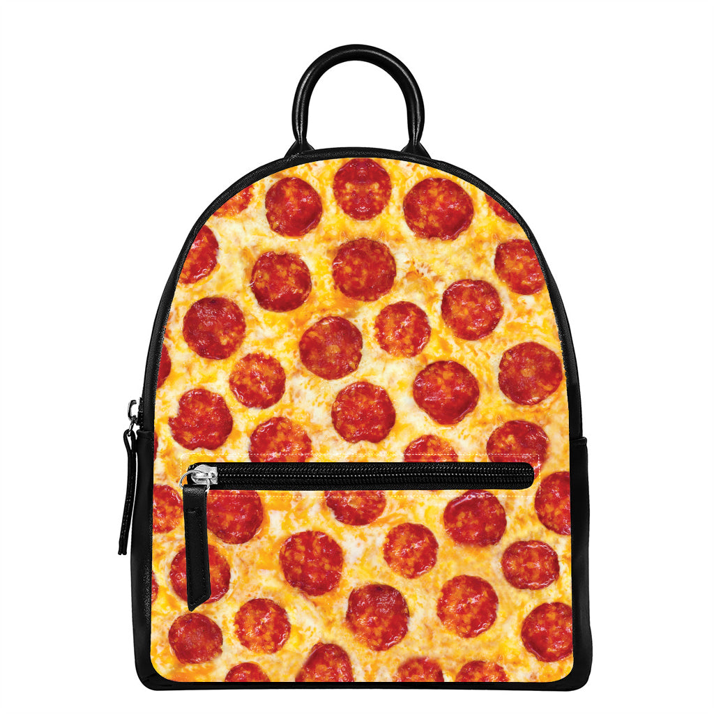 Pepperoni Pizza Print Leather Backpack