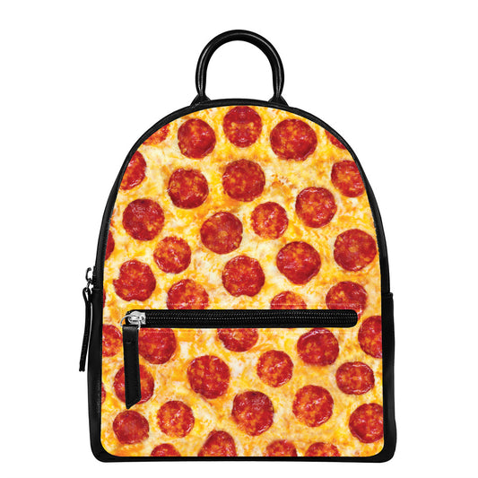 Pepperoni Pizza Print Leather Backpack