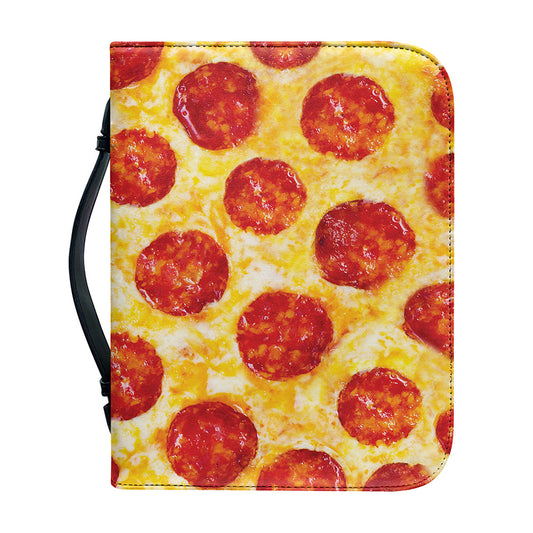 Pepperoni Pizza Print Leather Bible Cover