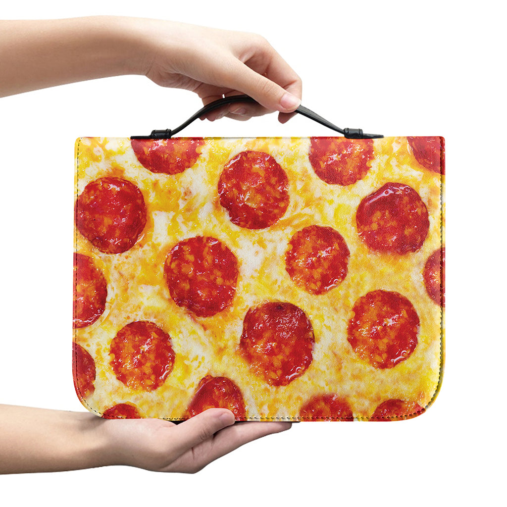 Pepperoni Pizza Print Leather Bible Cover