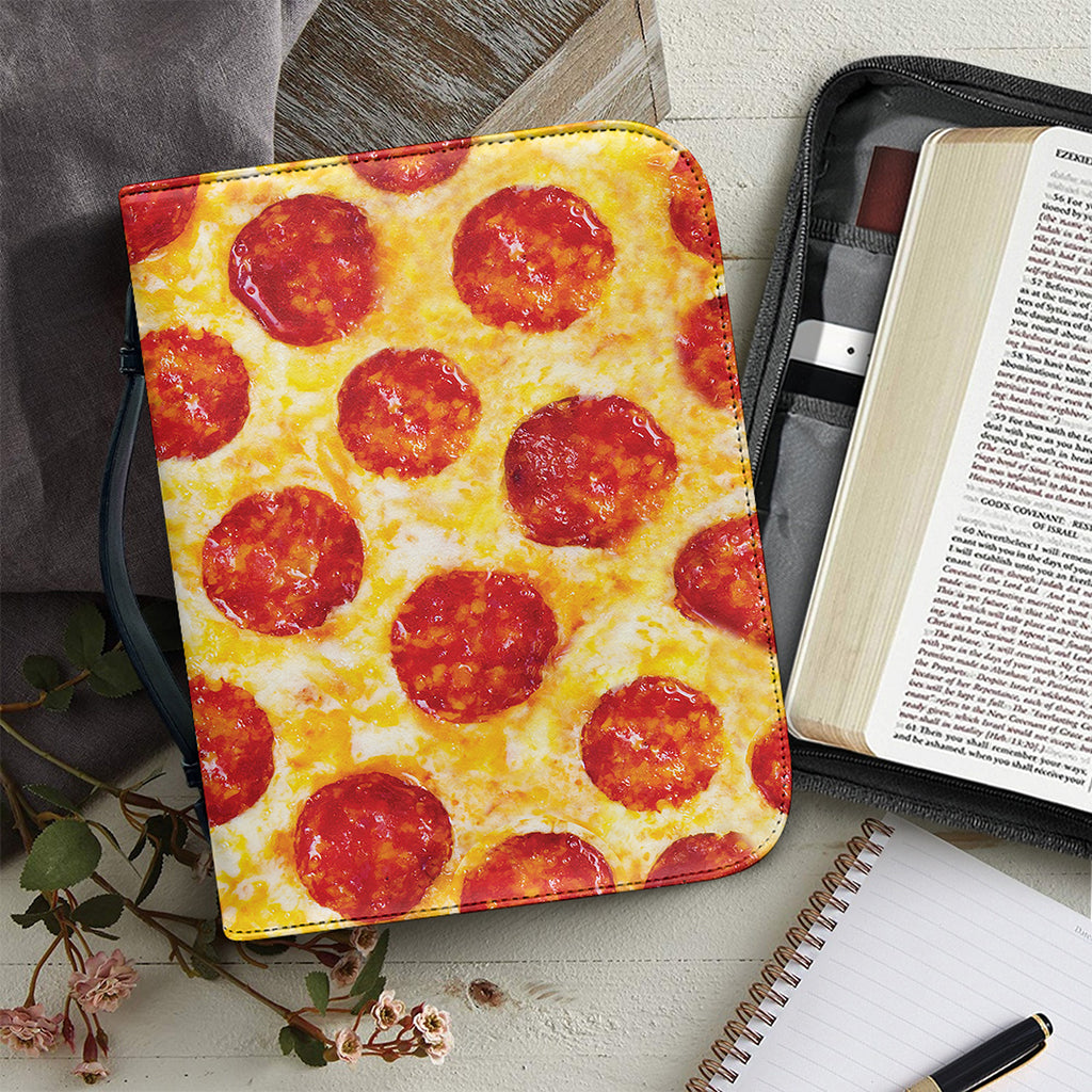 Pepperoni Pizza Print Leather Bible Cover