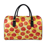 Pepperoni Pizza Print Leather Duffle Bag