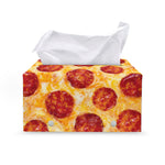 Pepperoni Pizza Print Leather Tissue Box Cover