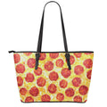 Pepperoni Pizza Print Leather Tote Bag With Zipper