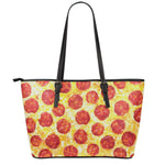 Pepperoni Pizza Print Leather Tote Bag