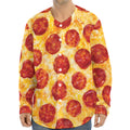 Pepperoni Pizza Print Long Sleeve Baseball Jersey