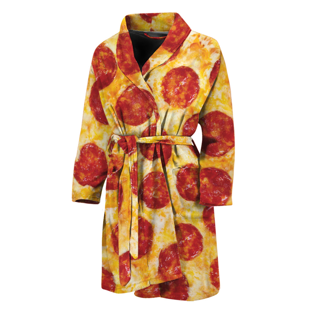 Pepperoni Pizza Print Men's Bathrobe