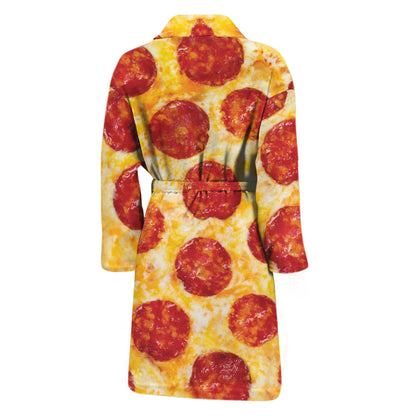 Pepperoni Pizza Print Men's Bathrobe