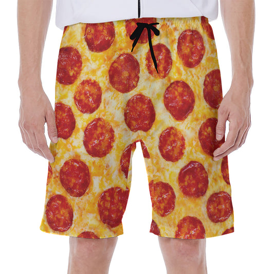 Pepperoni Pizza Print Men's Beach Shorts