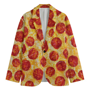 Pepperoni Pizza Print Men's Cotton Blazer